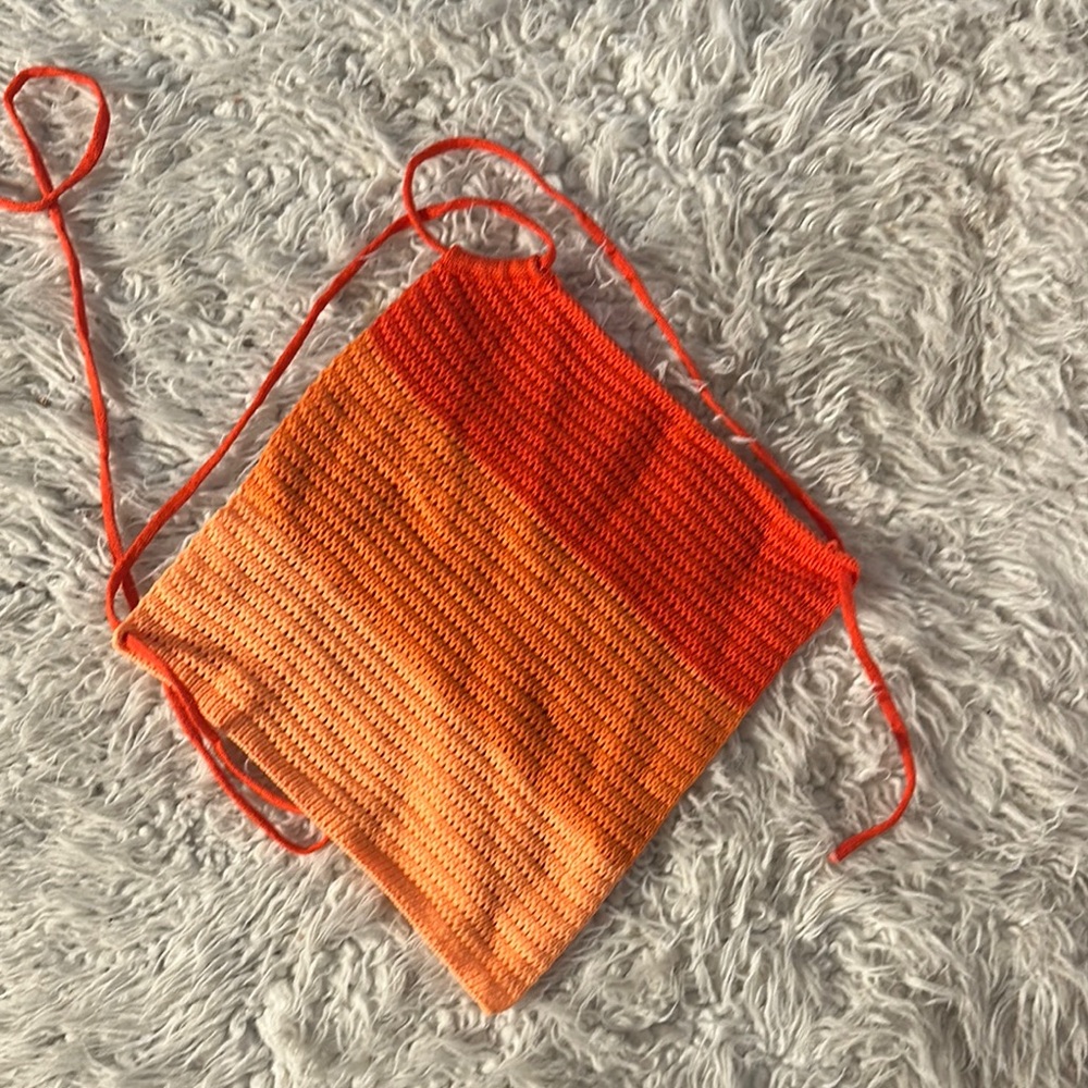 Knitted Orange and Red Crochet top